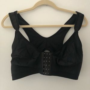 Black Recovery Surgery Compression Sports Bra, Front Close Detachable Straps 3XL